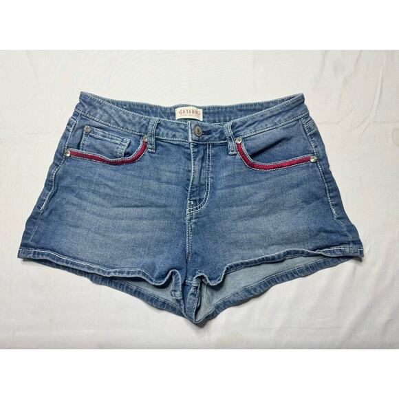 Shyanne Pants - Shyanne Women's Star Stripes Back Pocket Blue Denim Shorts - Size 29x2.5